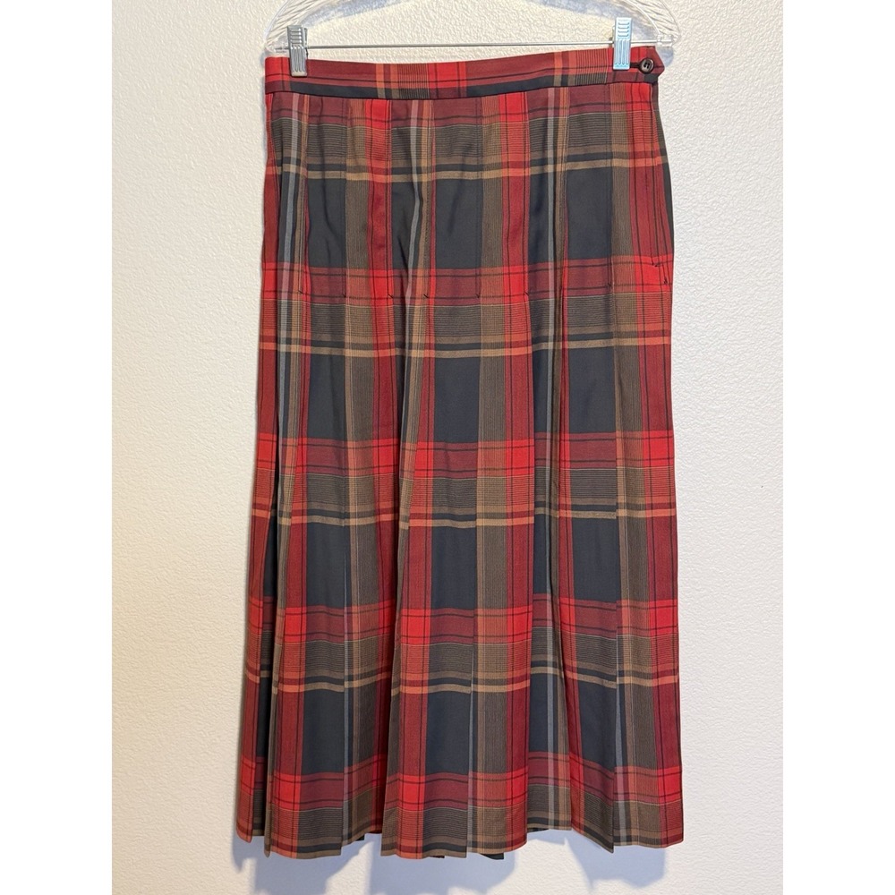 NWT NOS PENDLETON 100% Virgin Wool Pleated Tartan Midi Maxi Skirt Sz 14 USA
